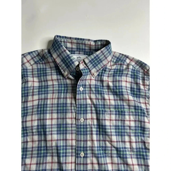 Southern Tide Shirt Mens Medium Classic Fit Plaid Flannel Button Up Long Sleeve - Picture 2 of 6